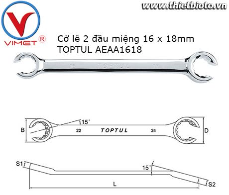 Cờ lê đầu mở 16x18mm TOPTUL AEAA1618