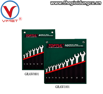 Bộ cờ lê đầu tròn đầu hở 15 độ 10 món toptul GRAW1001