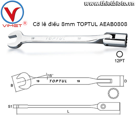 Cờ lê điếu 8mm TOPTUL AEAB0808