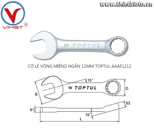 Cờ lê vòng miệng ngắn 8mm TOPTUL AAAF0808