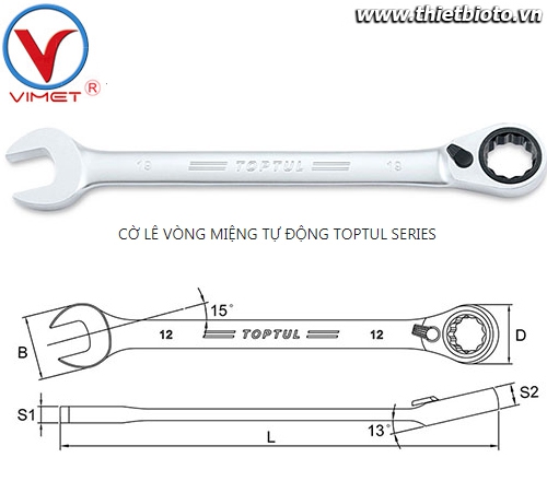 Cờ lê vòng miệng tự động 18mm TOPTUL ABAF1818