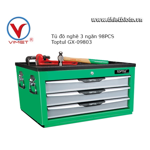 Tủ đồ nghề 3 ngăn 98 chi tiết Toptul GX-09803