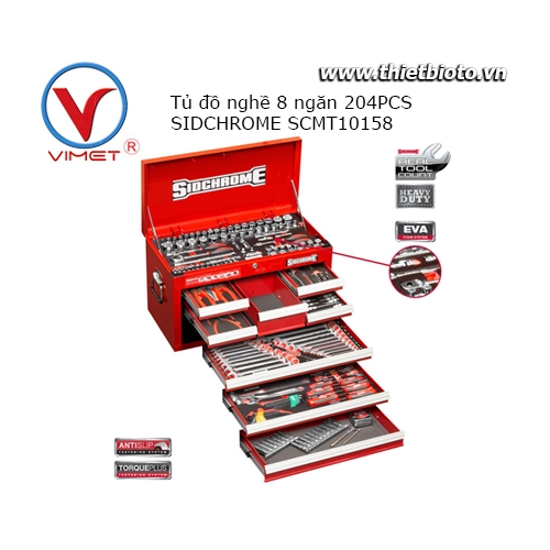Tủ đồ nghề 8 ngăn 204 chi tiết Sidchrome SCMT10158