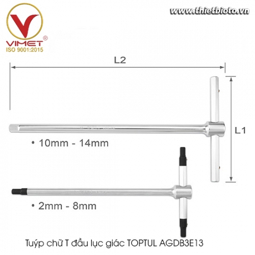 Tuýp chữ T đầu lục giác Toptul AGDB3E13