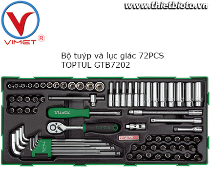 Bộ tuýp lục giác và vít vặn 72 chi tiết Toptul GTB7202