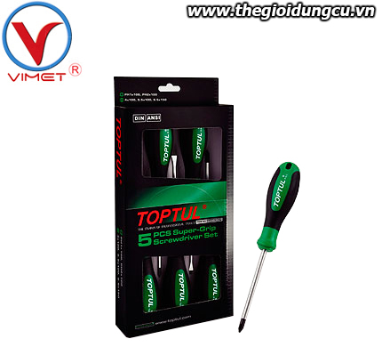 Bộ vít bake và vít dẹt siêu giữ 5 món toptul GAAE0507